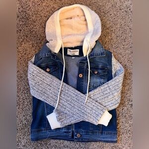 Combined jean jacket hoodie